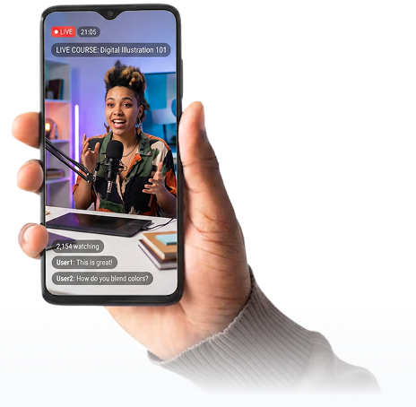 A hand holding a phone showing a Synappses store